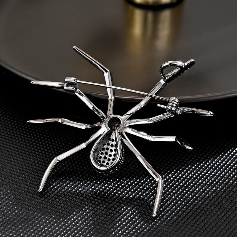 Image of Halloween Spider Brooch Black Rhinestone Spider Brooch Pin Halloween Accessories Jewelry for Women Men