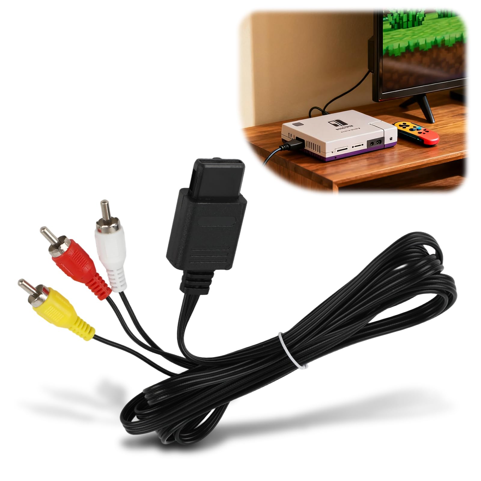Cavo Audio Video RCA per GameCube, N64 e SNES - Cavo AV Stéréo di 1.75m (5.8ft) per Collegamento Facile a TV e Monitor - Audio e Video di Alta Qualità