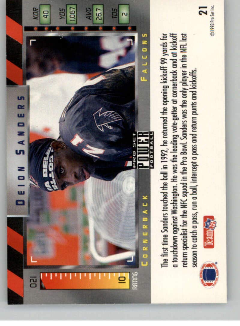 Amazon.com: 1993 Pro Set Power Football #21 Deion Sanders Atlanta