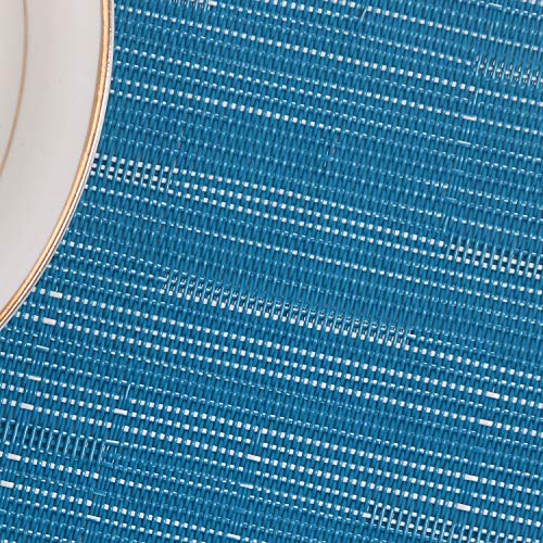 image for SHACOS Round Table Placemats Set of 7 Woven Vinyl Wedge Placemats with