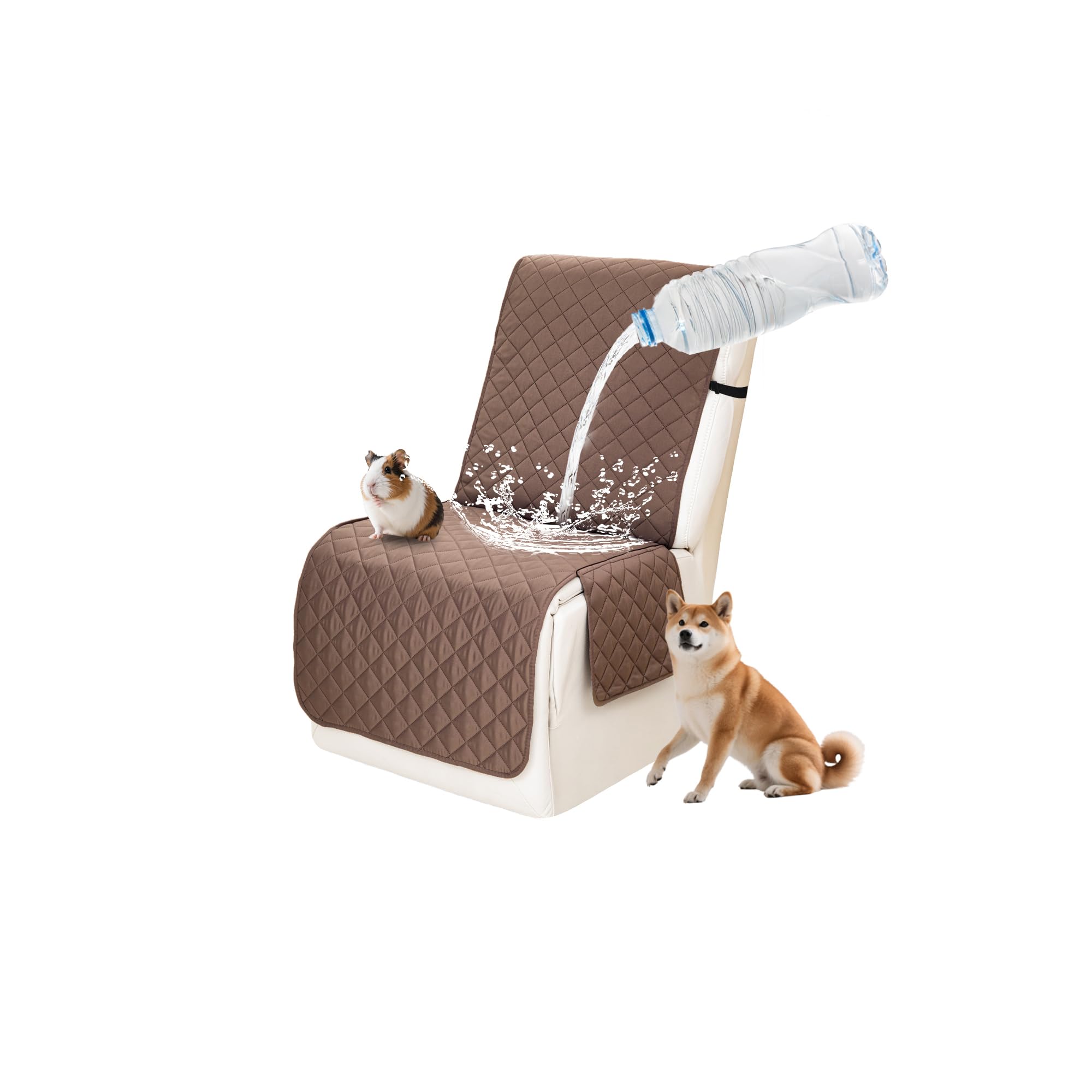Waterproof Sectional Reclining Couch Covers L Shaped Recliner Sectional Sofa Cover 1 Piece Non Slip Washable Corner Recliner Slipcover Set for Pet Dog (Additional Seat Cover, Light Coffee)