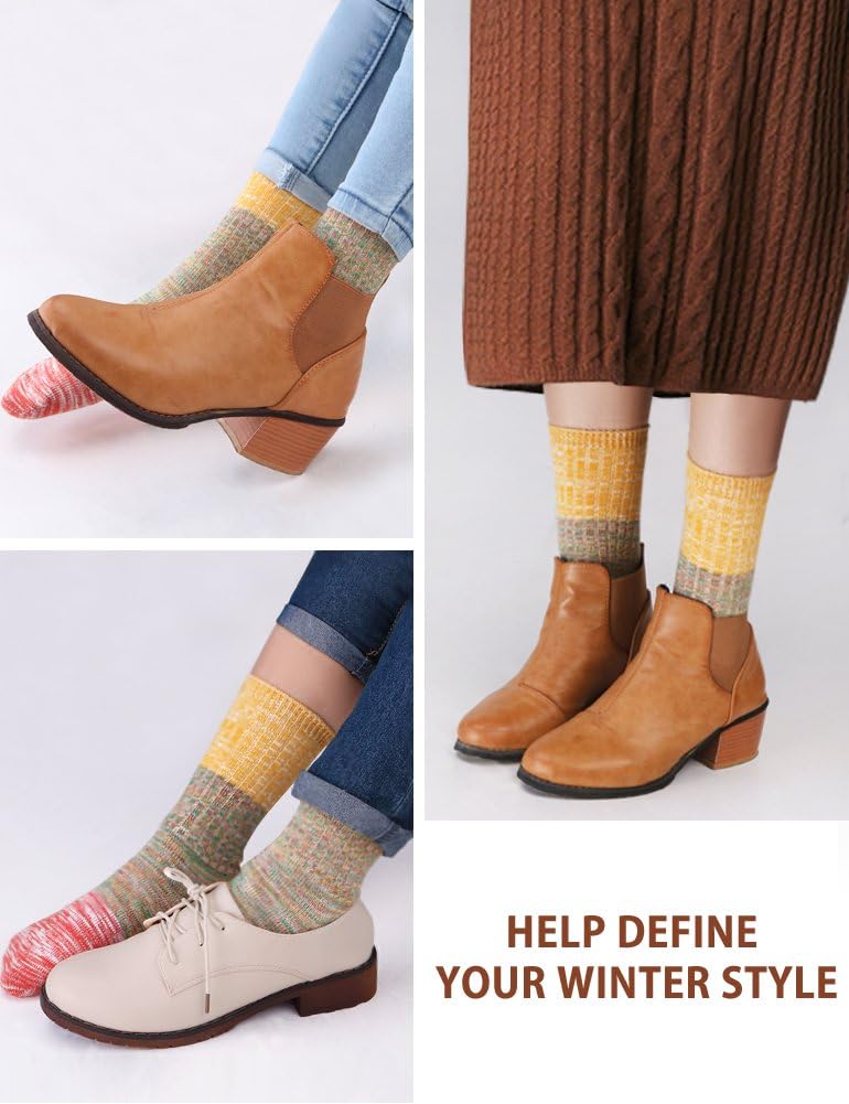 VERO MONTE 4 Pairs Colorful Patterned Cotton Socks for Women Casual Crew Socks - Image 4