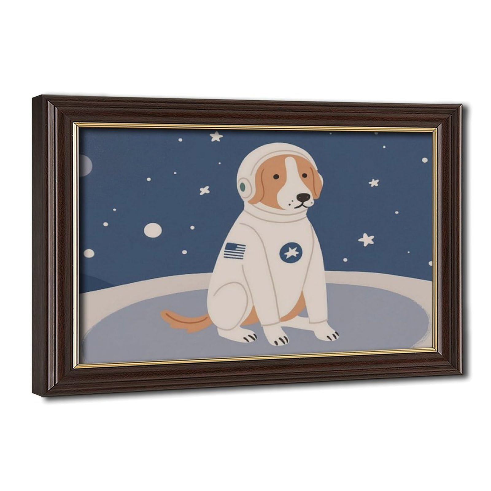 Bareronor Mokume Gane Frame-Style Dog Canvas Poster For Bedroom Decor Gift