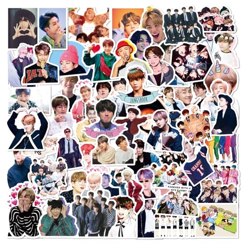 100PCS Korean Idol Band BTS Stickers Cute Deals for Teens Adult Fans Stickers Waterproof Vinyl Decals Laptop Scrapbooking Journal Cell Phones Water Cups Sticker