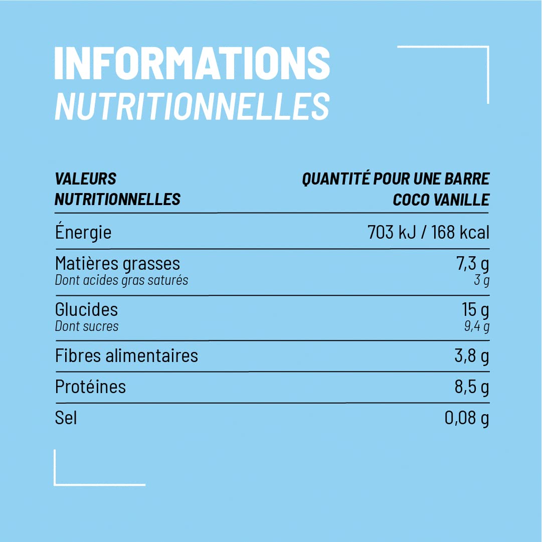 Nutripure | Raw Barre Bio | Barre Protéinée Coco Vanille | Vegan et Bio | Riche en Dattes, Beurre de Cacao et Fruits Secs | Snack Sain et Gourmand Sans Conservateur | Pack de 20 | Fabriqué en France