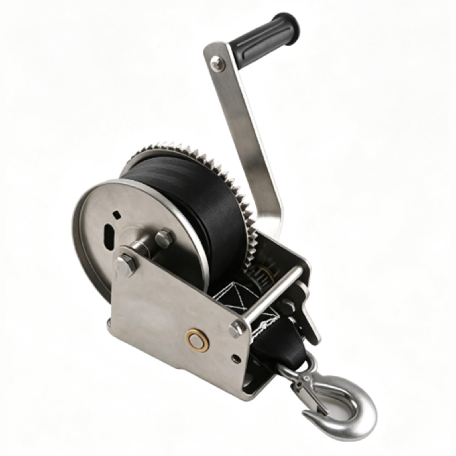 QLEAIARN Small Boat Trailer Winches with 26ft Black Strap, Hand Crank Winch