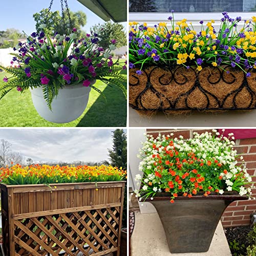 Turnmeon 8Pcs Corn Flower Artificial Flowers Outdoor Uv Resistant Fake Flowers,Faux Plastic Flower Greenery Shrubs Plant For Indoor Home Garden Window Box Porch Summer Decor(Color Mix) #TOP4