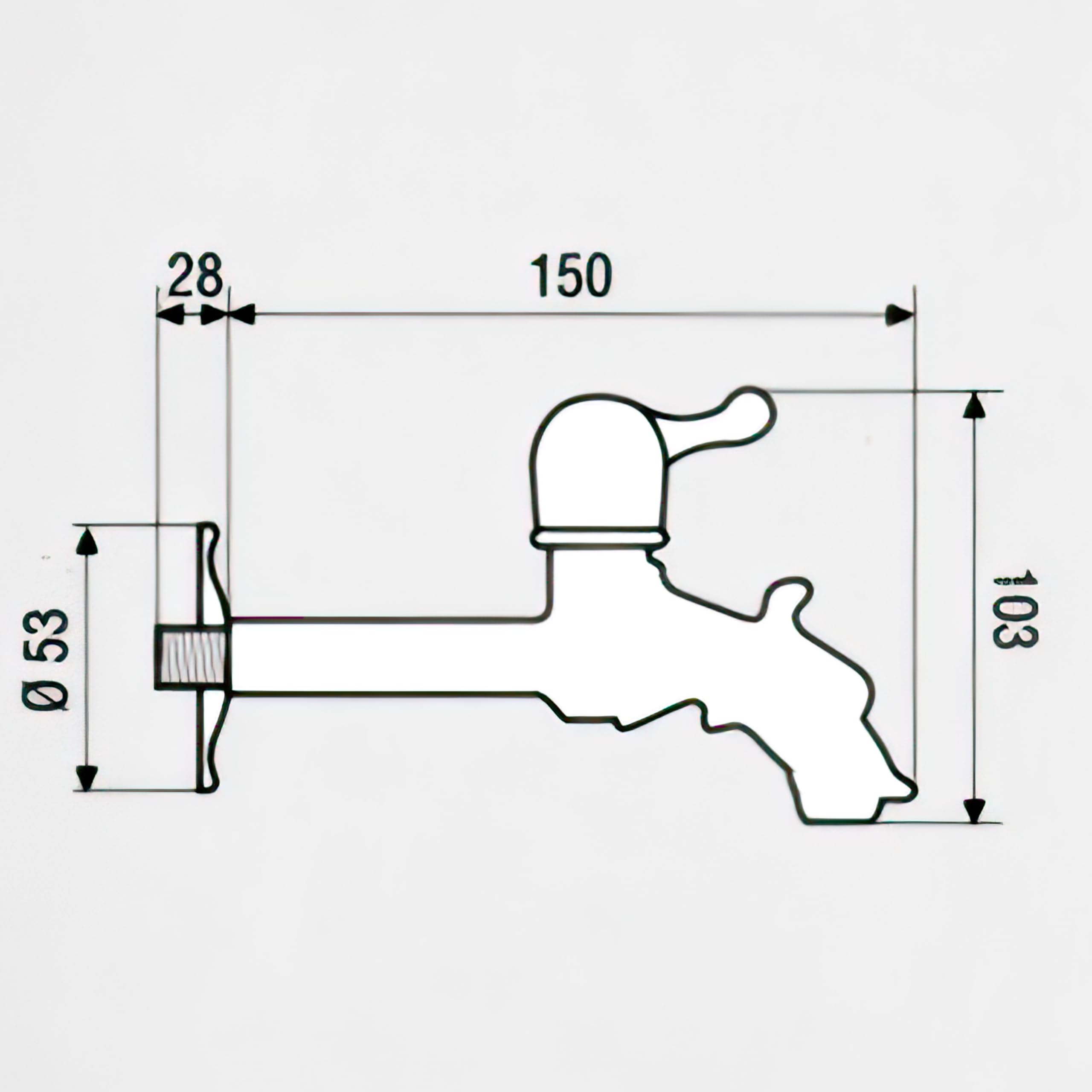 L'ARTISTICA F.LLI PERINCIOLI | Rubinetto Artistico a Passo Rapido con Rosone e Portagomma Attacco 1/2" M, Rubinetto in Ottone per Fontane a Colonna o Muro, 103x150mm
