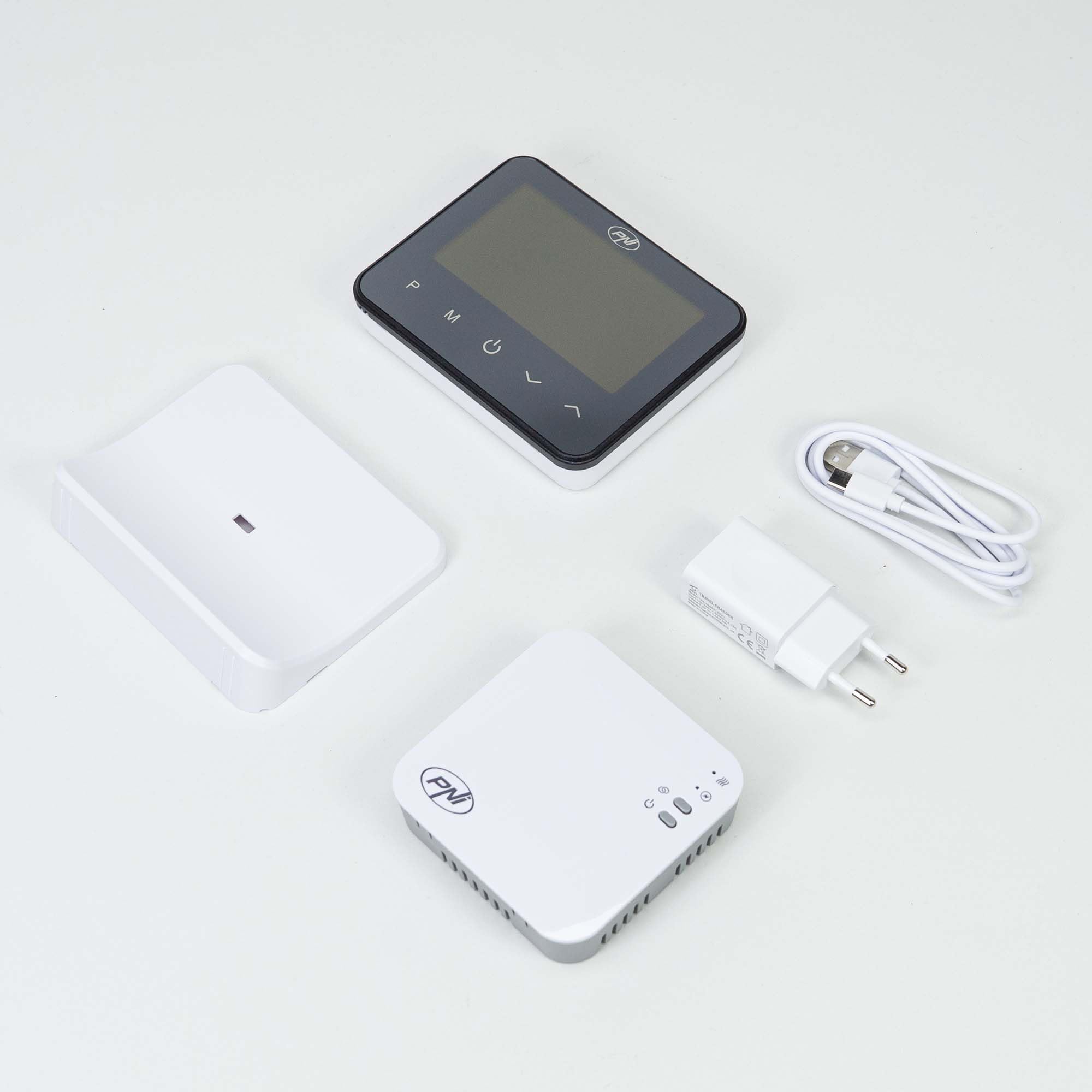 PNI CT40 PRO Termostato senza fili, con WiFi, per sistemi di riscaldamento, 4 programmi giornalieri, manuale, modalità economica, controllo tramite Tuya Smart, ABS, bianco
