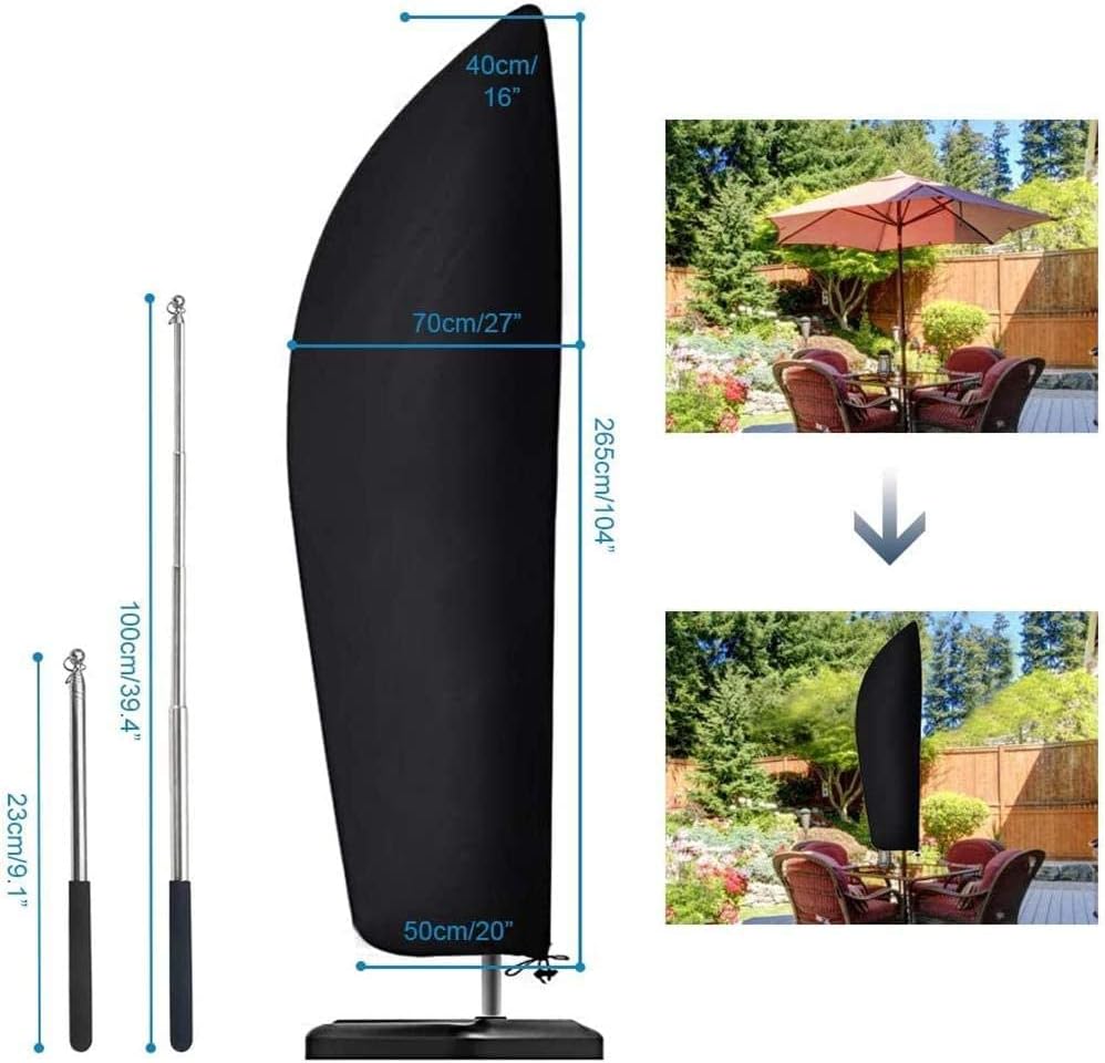 Parasol Cover Waterproof Parasol Covers Heavy Duty with Rod, Windproof Cantilever Parasol Cover Large Garden Umbrella Cover