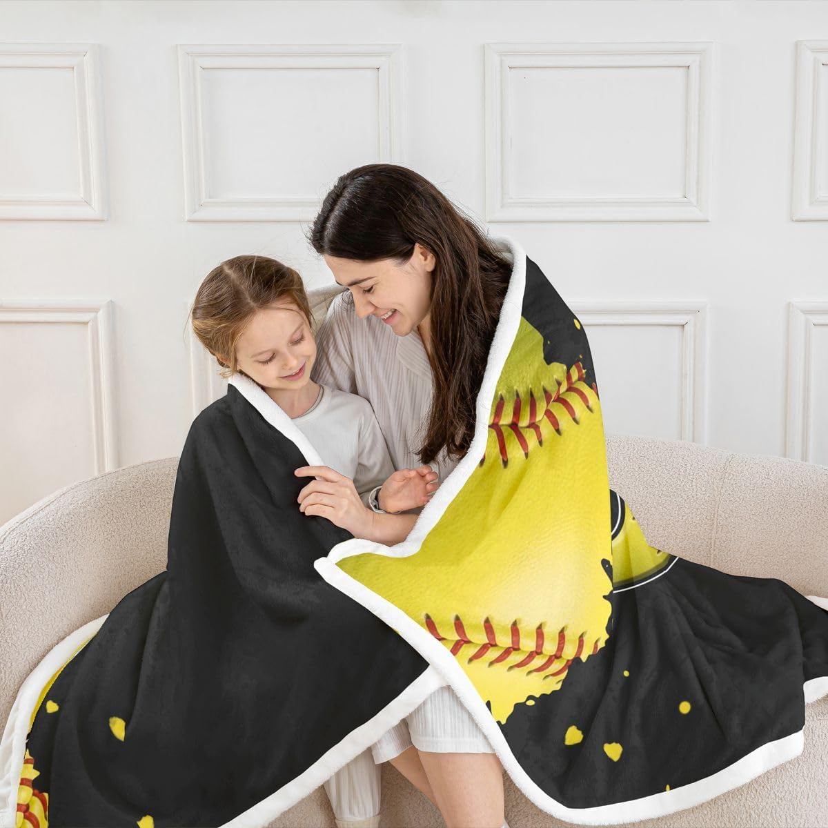 Castle Fairy Ball Sports Games Competition Throw Blanket for Kids,Chic Fashion Initial O Fleece Throw Blanket for Bedroom Sofa Dorm Decor,Boys Softball Lightweight Bed Blankets,40 x 50 Inches image 2