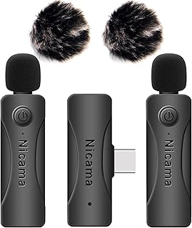 Nicama AS12 USB-C Wireless lavalier Microphone with 2 transmitters for Type-c Android Samsung Smartphone Laptop Video Recording, Live Streaming,Podcast,Vlog,Youtube/TikTok (2TX+RX)