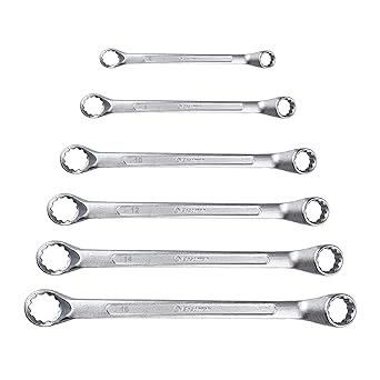 Eastman Bi-Hexagonal Ring Spanners - Shallow Offset - Crv Set Of 6Pcs, Kit-07-60Sd, Chrome Vanadium Steel, Chrome Plated - E-2007