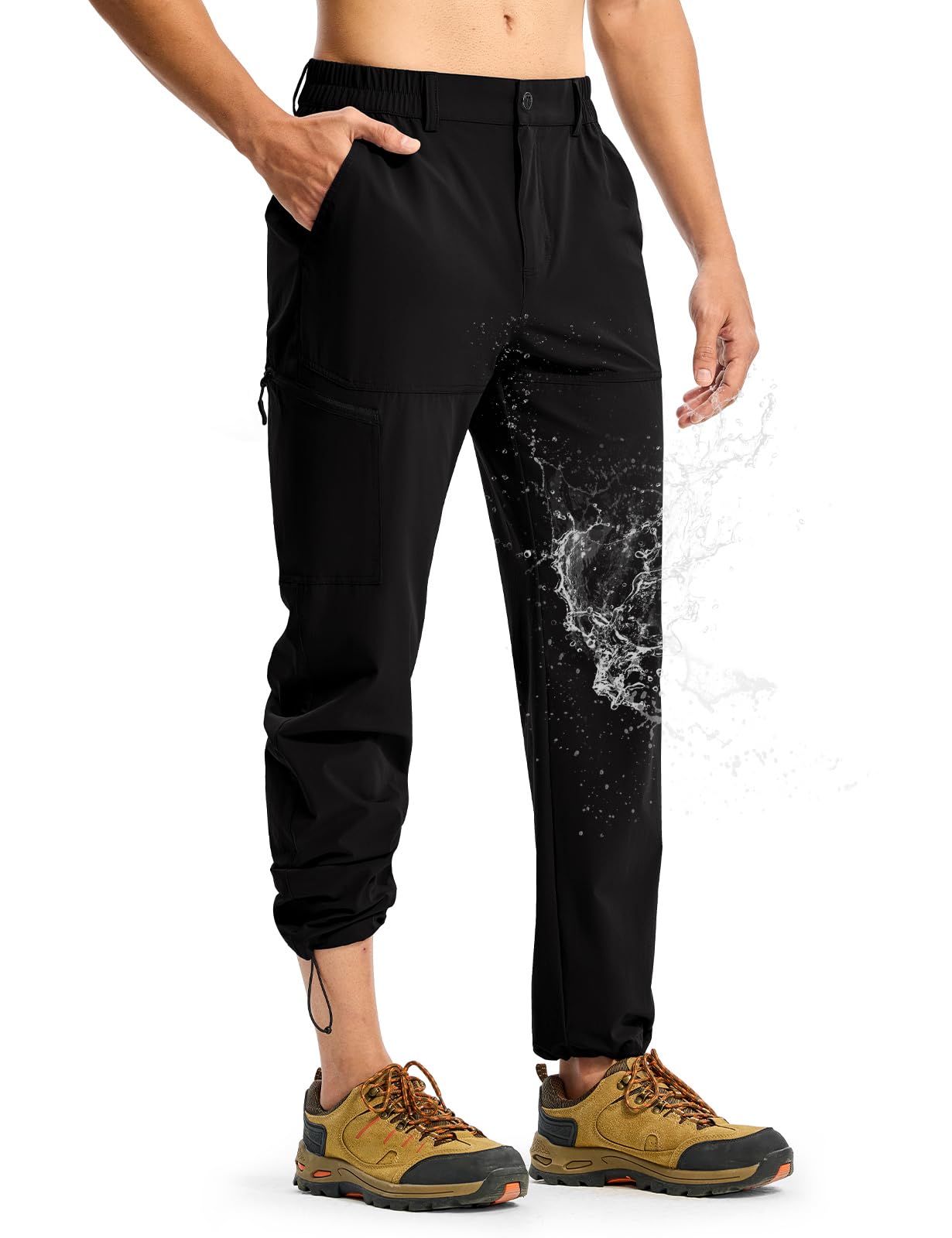 TBMPOY Mens Lightweight Hiking Pants Water Resistant Outdoor Fishing Jogger | 4 Pockets, Stretch Quick Dry Breathable Fabric, Convertible, Travel Casual Work Pants, for Athletic Sports, Climbing, Camping