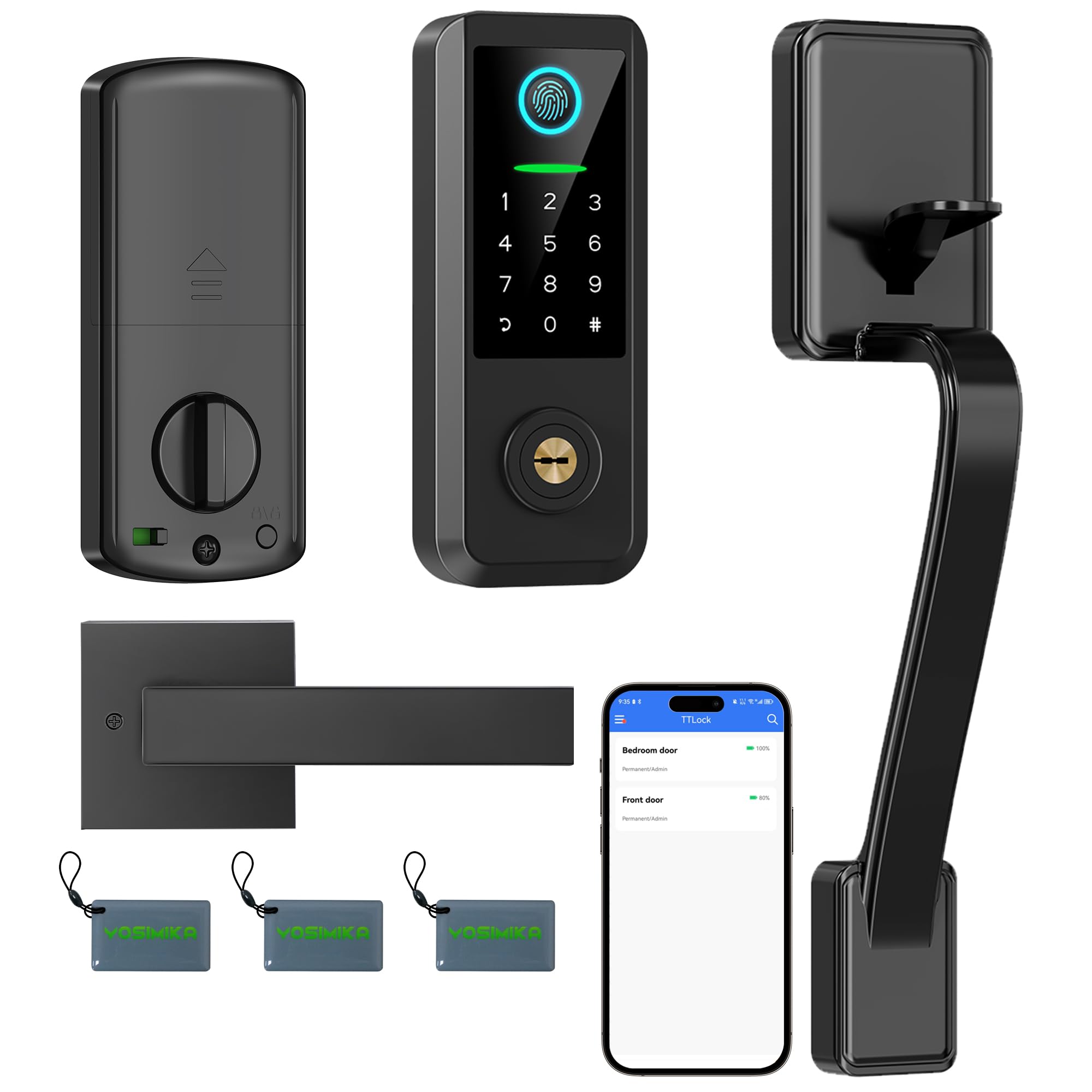 Smart Keyless Entry Door Lock with Handle – Bluetooth Front Door