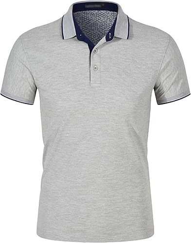 Camisa polo de ajuste clásico con doble punta para hombre, mezcla de algodón, camiseta de golf que absorbe la humedad, manga corta