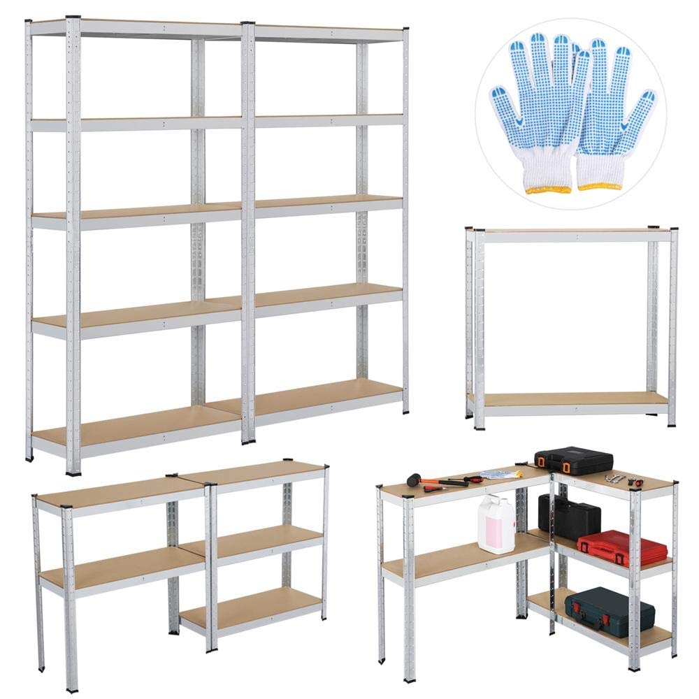 Yaheetech 2X Lagerregal 180x 90 x 30 cm, Schwerlastregal 5 MDF-Platten, Kellerregal 875kg, Steckregal Werkstattregal verstellbare Regalböden