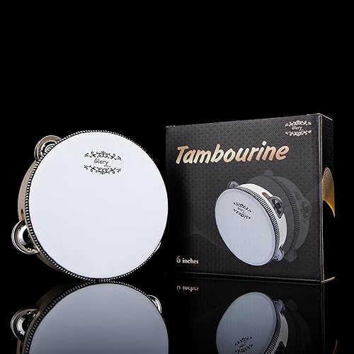 Miniatura 4 de Glory - Tambor de mano de 6 pulgadas, timbre de abedul de metal, percusión, instrumento musical educativo para juegos de fiesta de KTV (6 pulgadas)