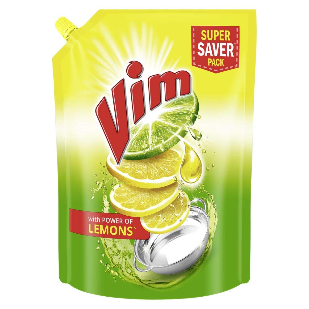 Vim Fresh Lemon Fragrance Dishwash Liquid Gel 2 L Refill Pack, Leaves