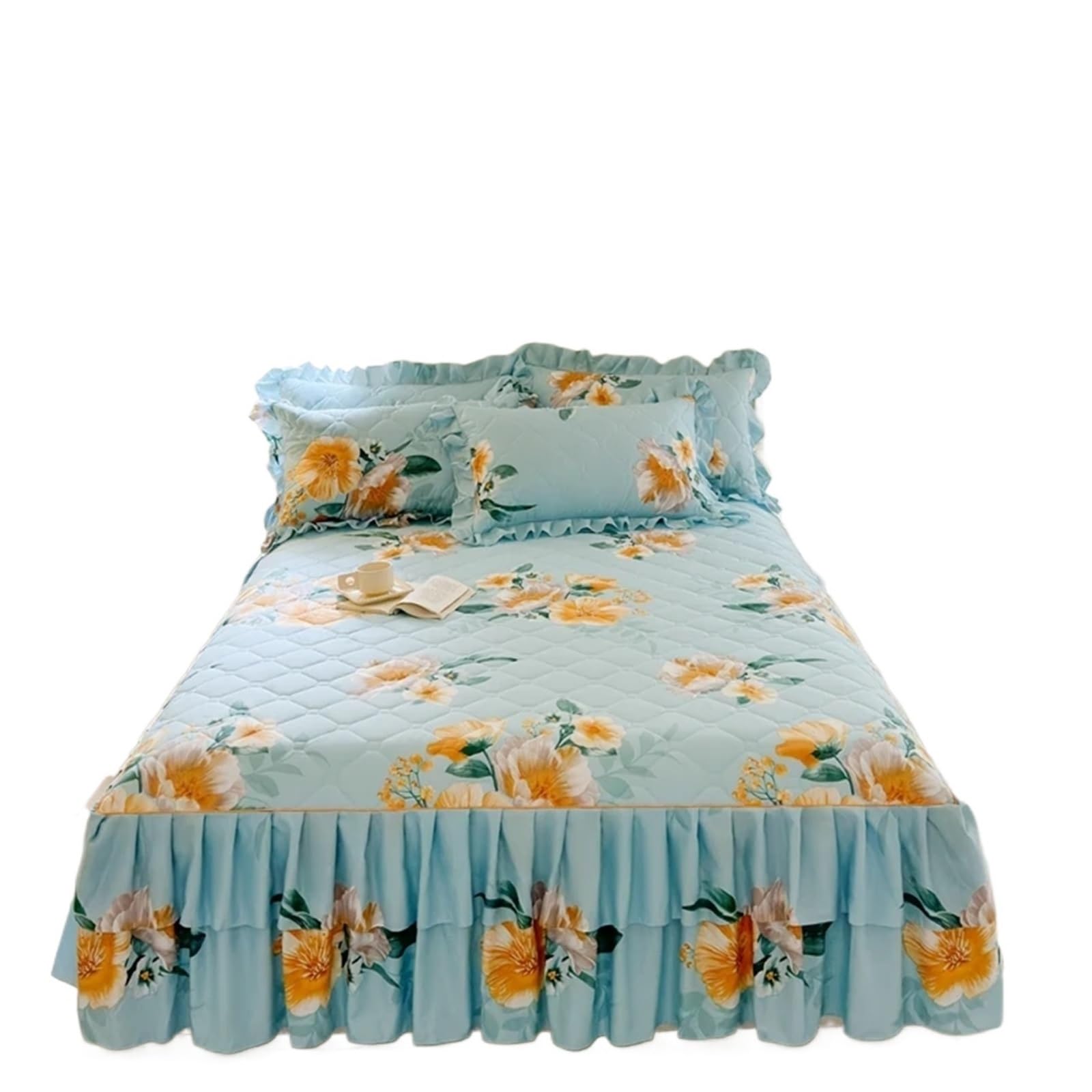 Bed Skirt Bed Skirt Cartoon Style Cover Ruffled Bedsheet Falda De Cama Quilted Mattress Covers Lace Bedspread (No Pillowcase)(A,SKing 200x220cm 1pc)