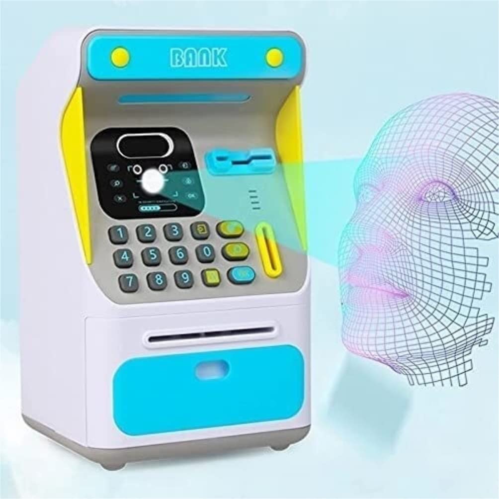 Tirelire Tirelire Électronique Compte ATM for Stocker des Pièces De Monnaie Billets Banque Coffre-Fort Reconnaissance Faciale Simulée Boite Épargne(Rosa)
