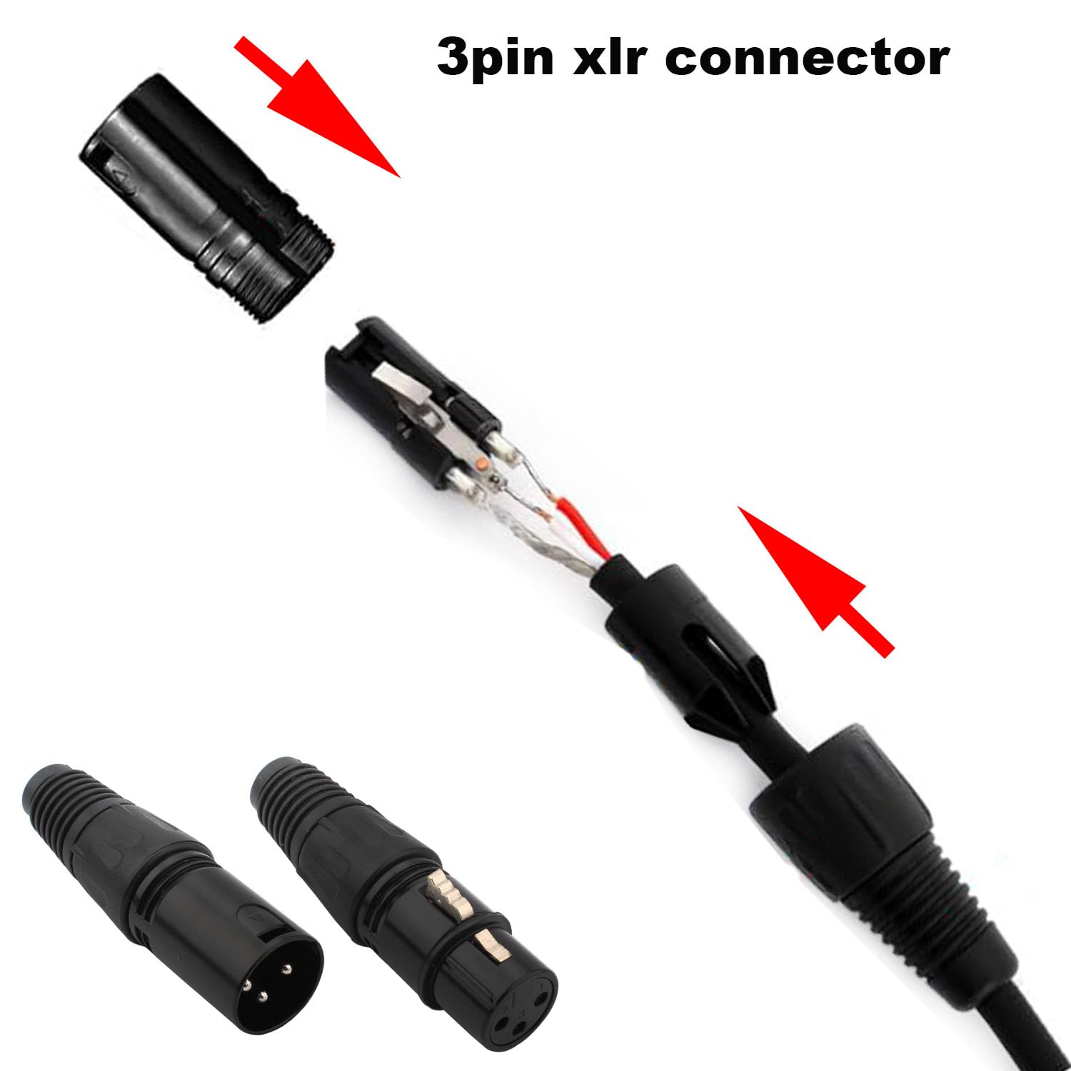 RUNCCI-YUN 12 Pièces Connecteur XLR 3 Broches à Souder - Prise de Câble Micro Audio Microphone avec Connecteurs Mâle/Femelle (6 Mâles et 6 Femelles)