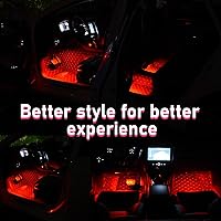 Vista 6 de Tira de luz LED para coche, 24 LEDs RGB, luces de neón para interior con ambiente, 12V, luz nocturna ambiental debajo del salpicadero, lámpara