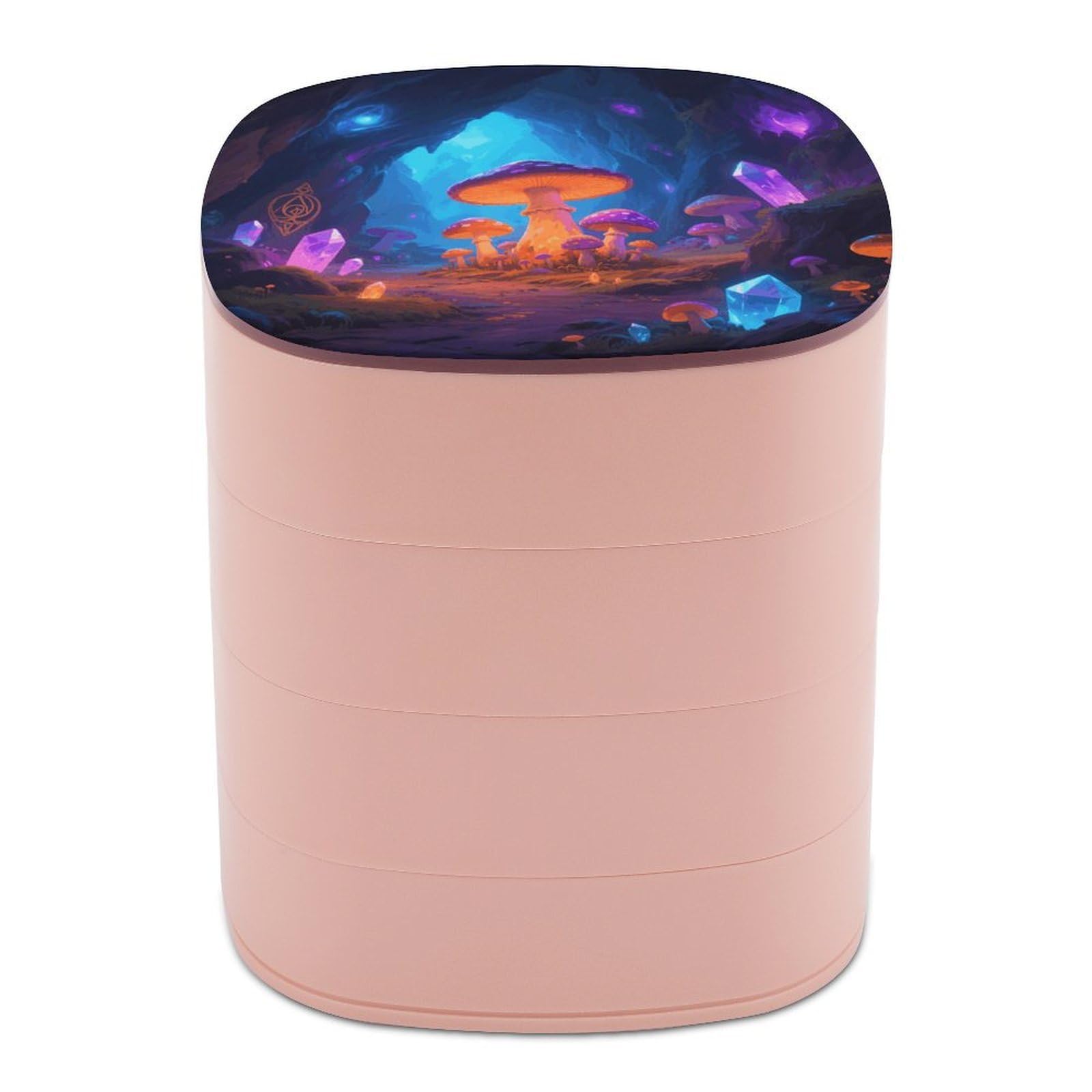 VstaDank Mushroom Jewelry Box with Mirror 4-Layer Rotating Jewelry Tray Case Portable Jewelry Case Trinket Boxes Trinket Cases Travel Jewelry Organizer Earrings Storage Box