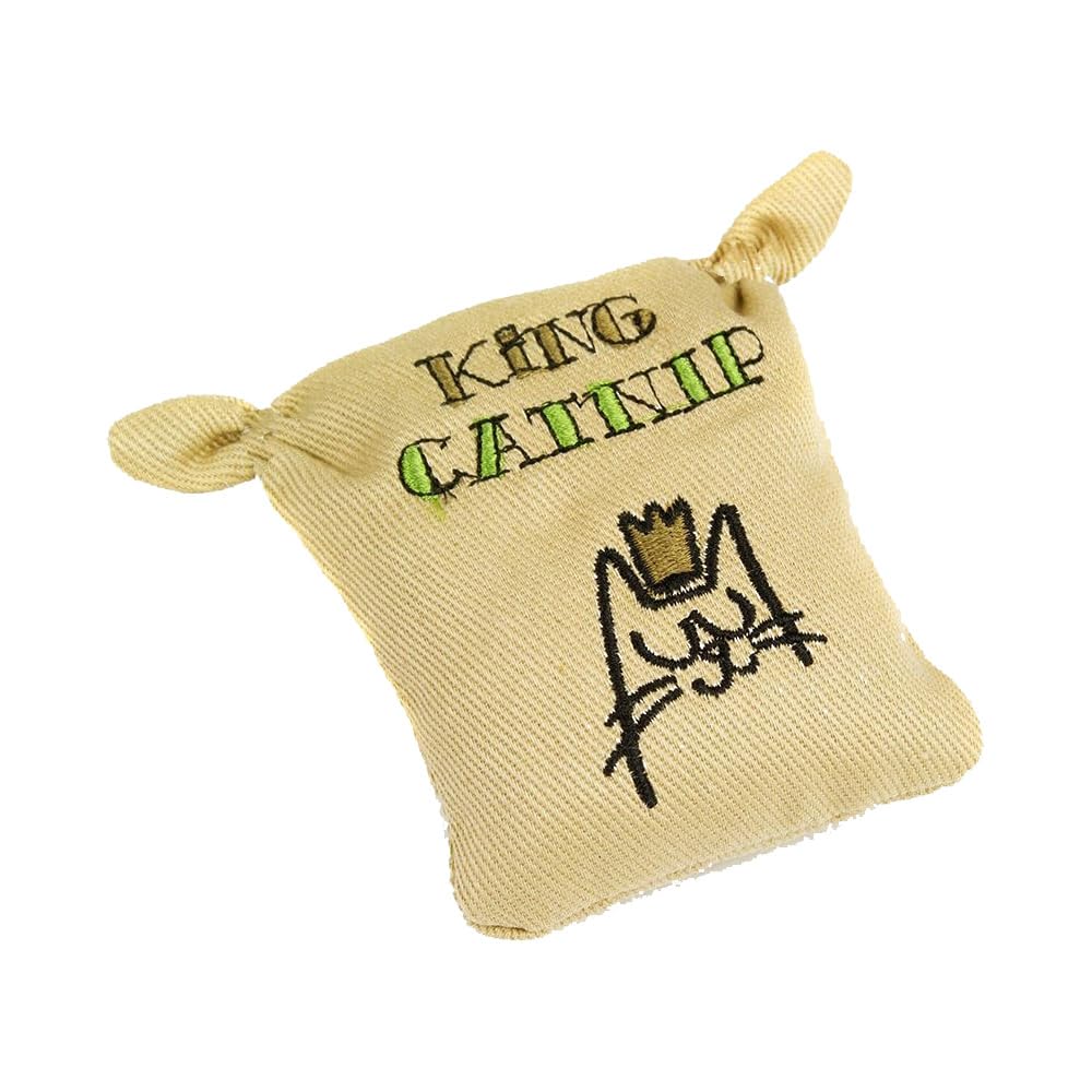 King Catnip Soft Refillable Plush Cat and Kitten Toys Loose Organic Leaves, Tote Bag