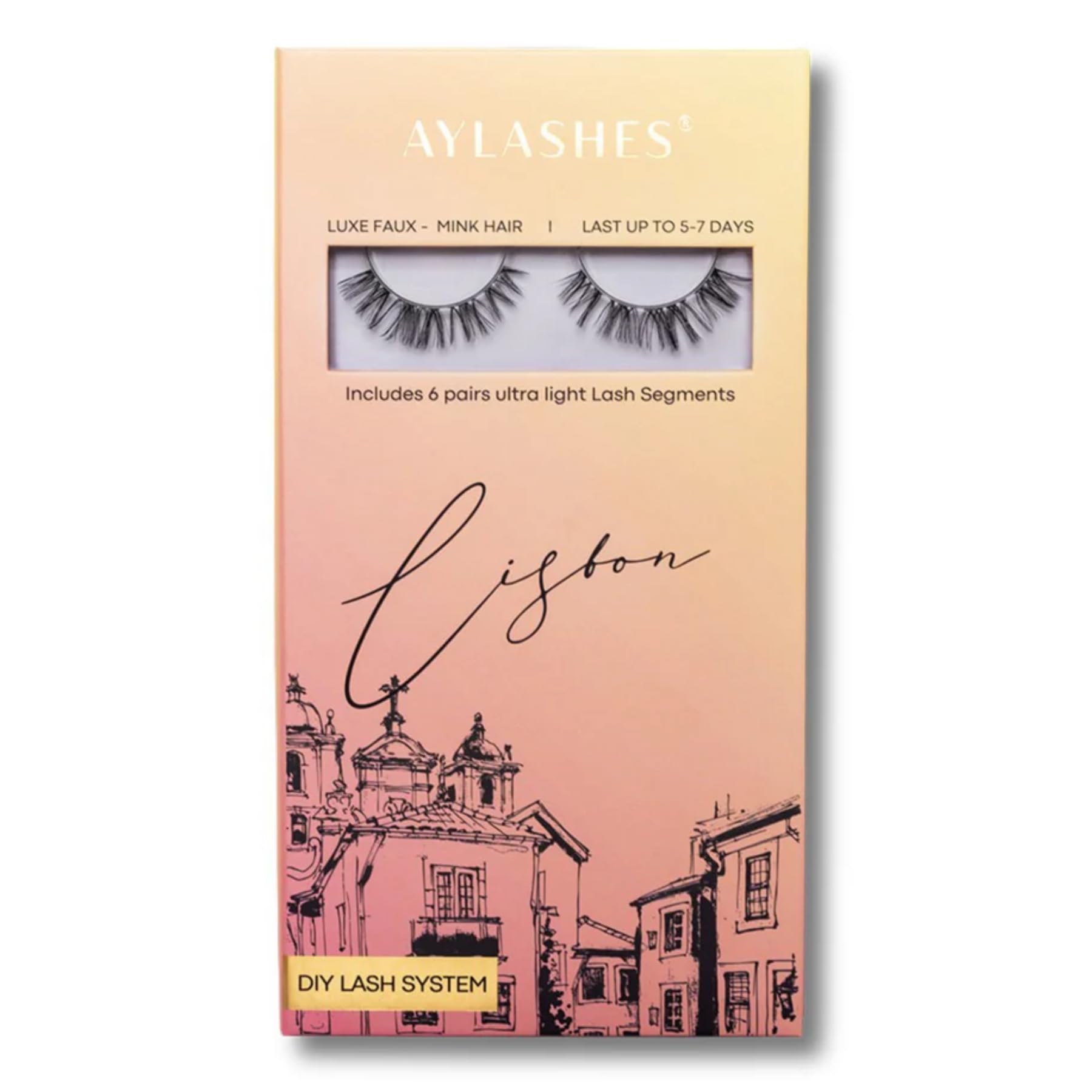 AYLASHES - DIY Wimpernextensions LISBON Wimpernbänder |6 Paar | bis zu 7 Tage Halt | Wimpern DIY Set für zu Hause | künstliche Wimpern | lash extension set | 10mm - 15mm