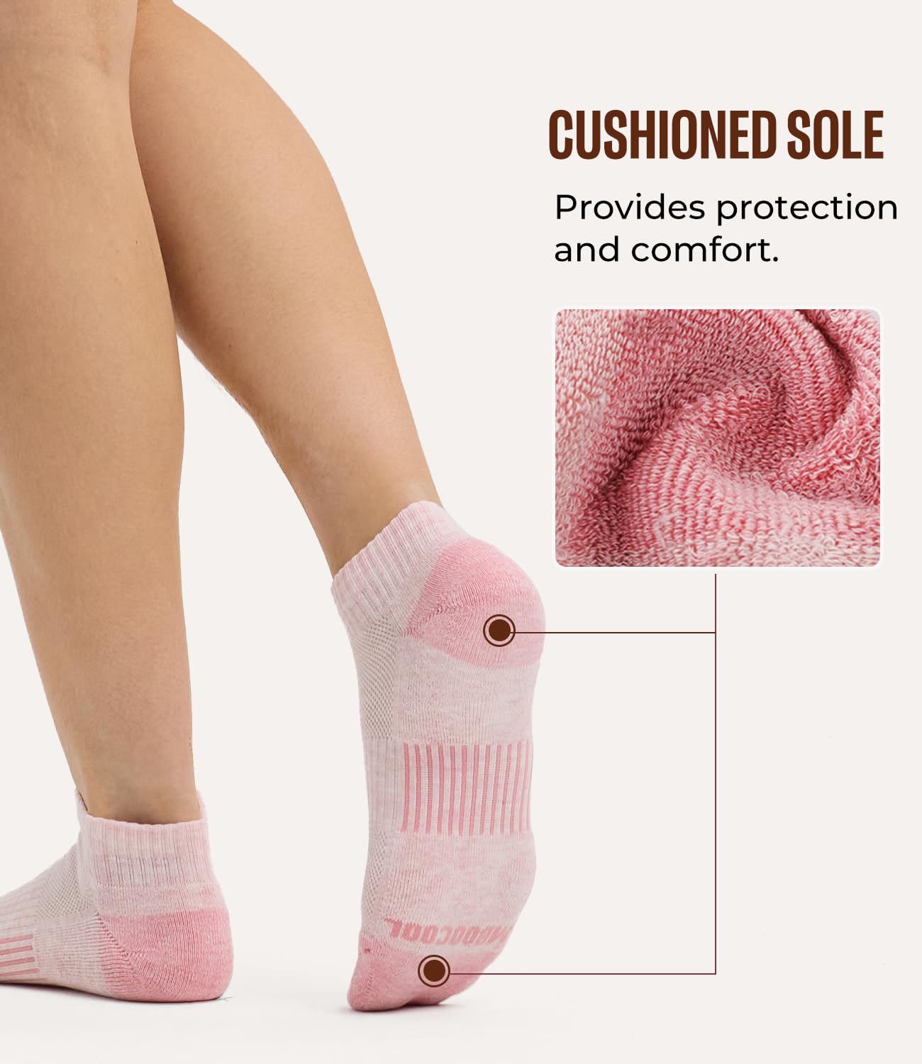 BAMBOO COOL Knöchelsocken für Damen, athletische Laufsocken, feuchtigkeitsableitend, Bambus-Viskose, gepolstert, Anti-Blasen, 5/6 Paar