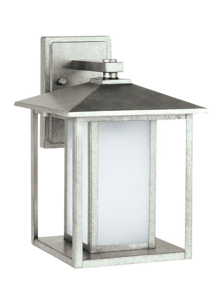 Sea Gull LightingGeneration 89031-57 Transitional One Light Outdoor Wall Lantern from Seagull-Hunnington Collection, Nickel, Silver Finish, Weathered Pewter