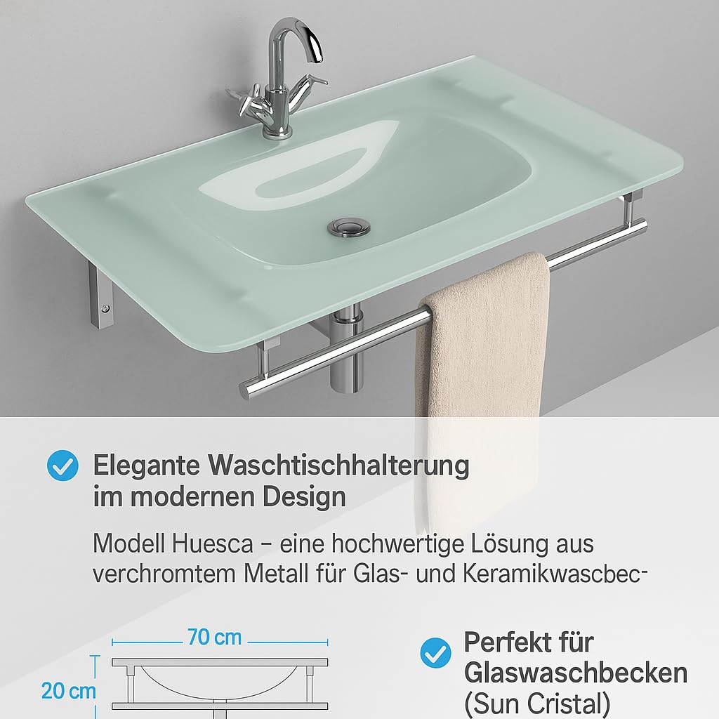 Art of Baan - Soporte de pared para consola o lavabo (latón, 460 x 700 mm)