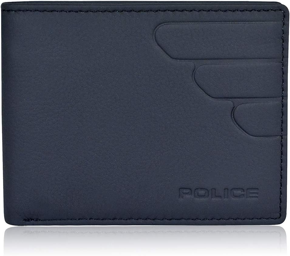 POLICEBolt Men's Leather RFID Slim Card Wallet, Latest Gents Purse for Card Holder, Gifts for Men - Navy