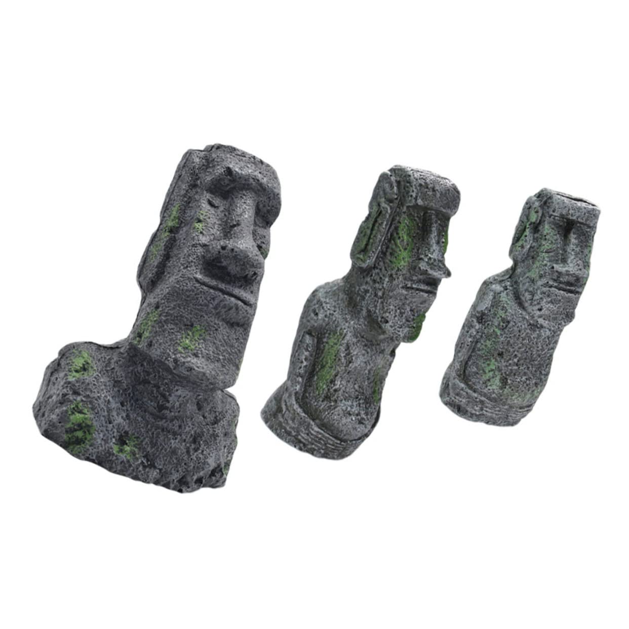 Yardwe 3piezas Estatuas Moai Para Acuario Para Decoración De Peceras y Terrarios Adornos De Paisaje De Isla De Pascua Para Peces y Reptiles