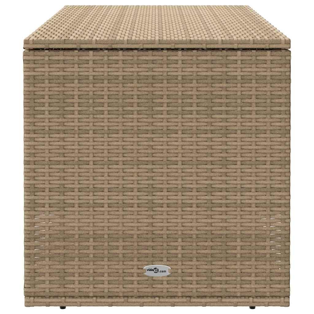 Cassapanca per cuscini da esterno beige 100 x 55 x 55,5 cm polyrattan, scatola di immagazzinaggio degli attrezzi da giardino per esterni, balcone o terrazza