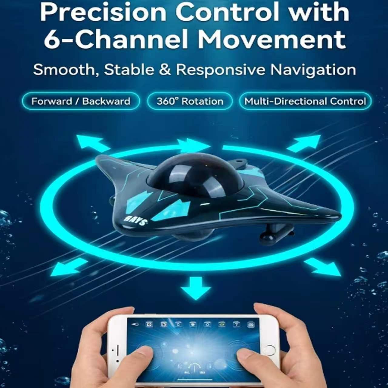 Caméra de drone sous-marin, connectivité avec contrôle d'application intelligente et phare LED, transmission d'image en temps réel en Full HD 1080p, pour l'exploration sous-marine et les jouets pour a