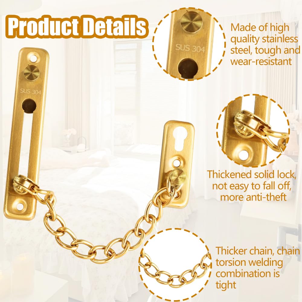 2 Pack Door Chain Lock, Stainless Steel Security C... - Grandado