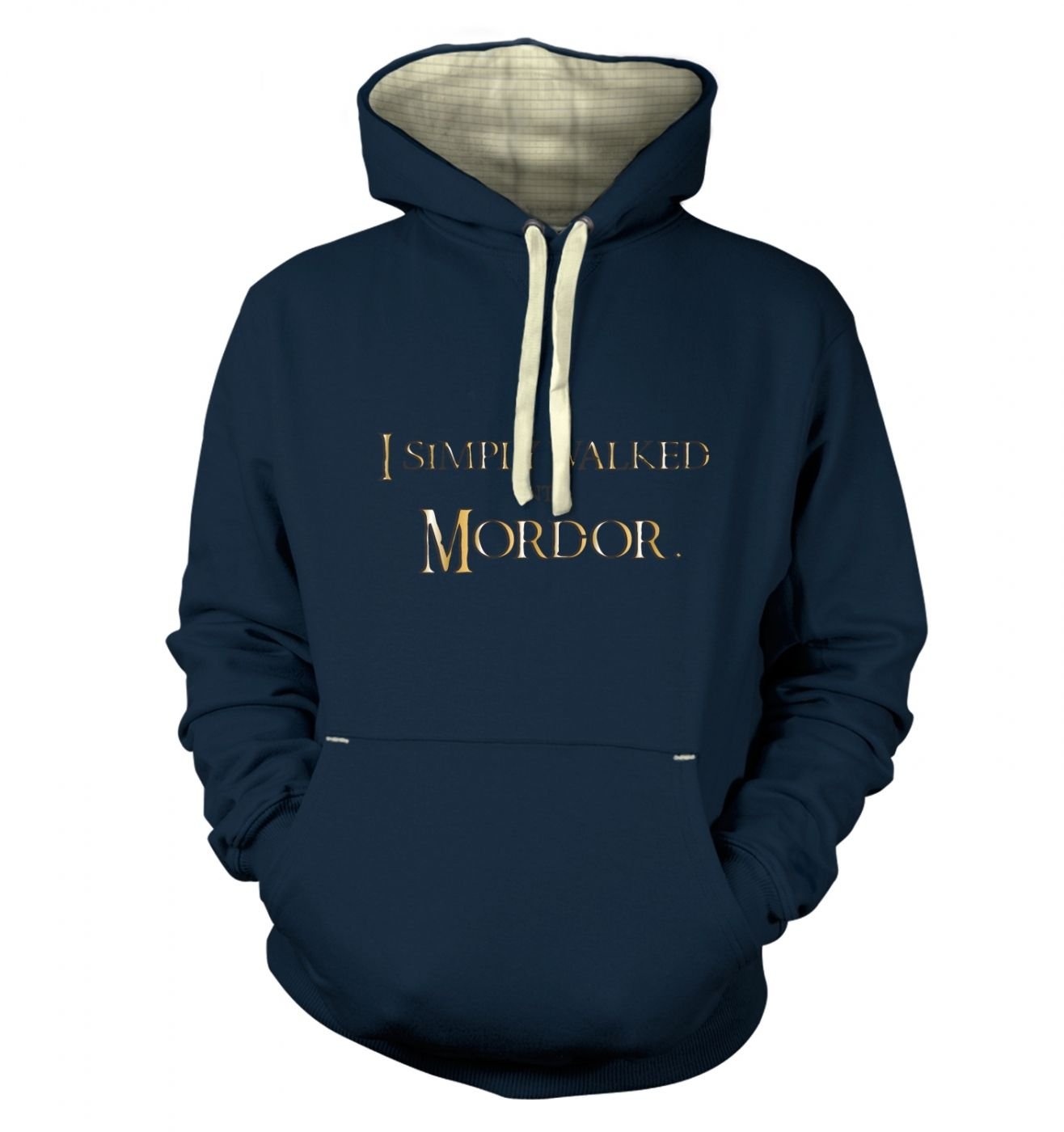 Tv And Film Hoodies By Big Mouth Men's Midnight Blue Gold I Simply Walked Into Mordor Hoodie (Premium) - Small (40"