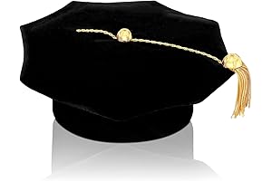 2024 Graduation Hat: Prestigious Doctoral Graduation Tam Black Velvet Cap with Gold Bullion Tassel