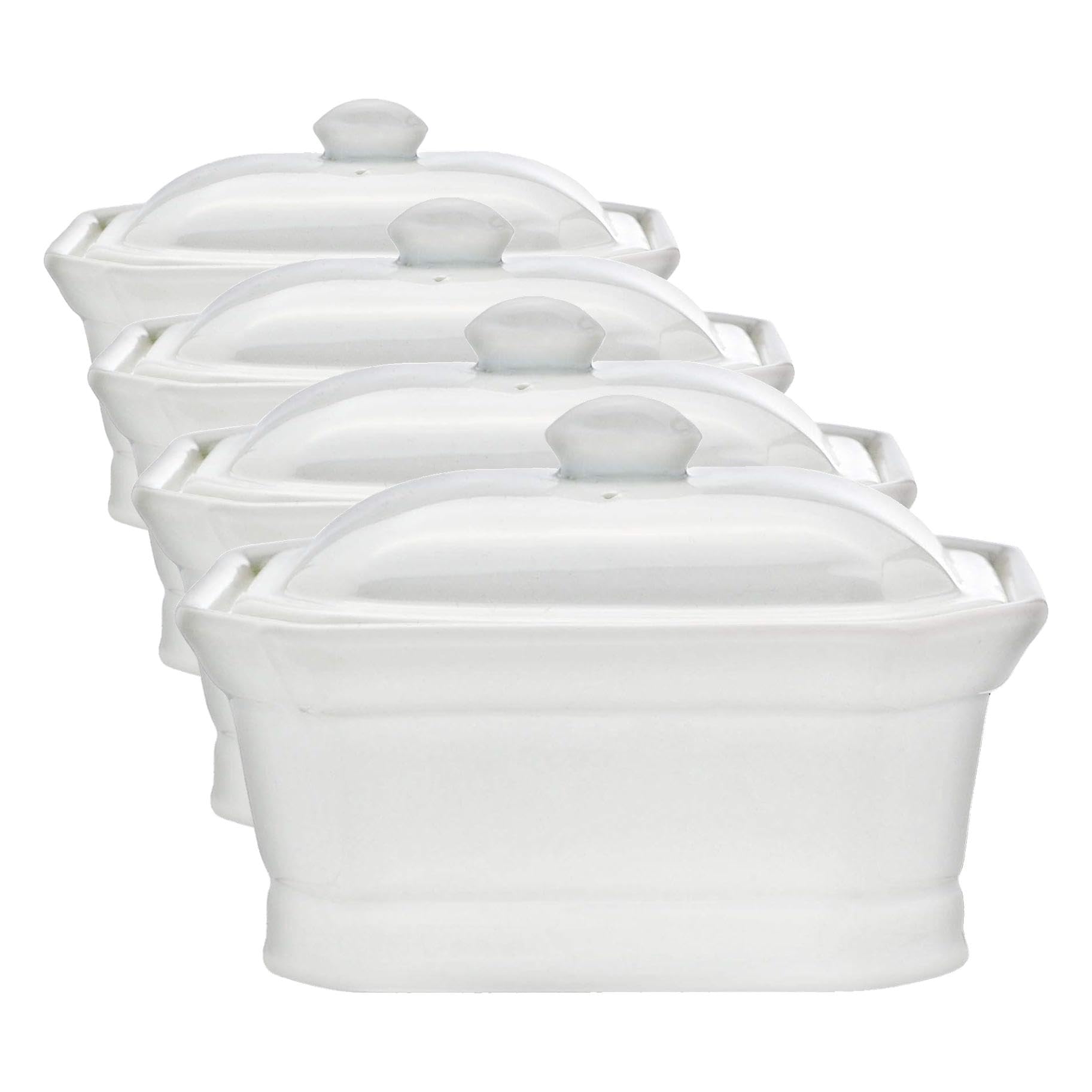 Terrine pâté blanche avec couvercle en porcelaine durable de 250 g Cosy & Trendy (Lot de 4)