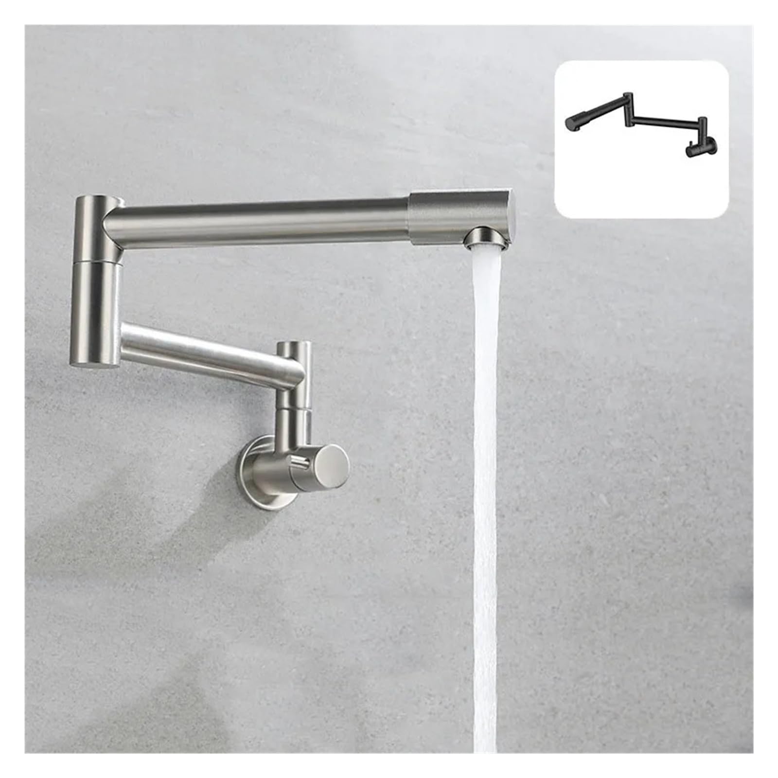 Grifos mezcladores para Fregadero Grifo Plegable de Acero Inoxidable 304 Cocina Pared Agua fría ollas Apto la mayoría los escenarios (níquel)