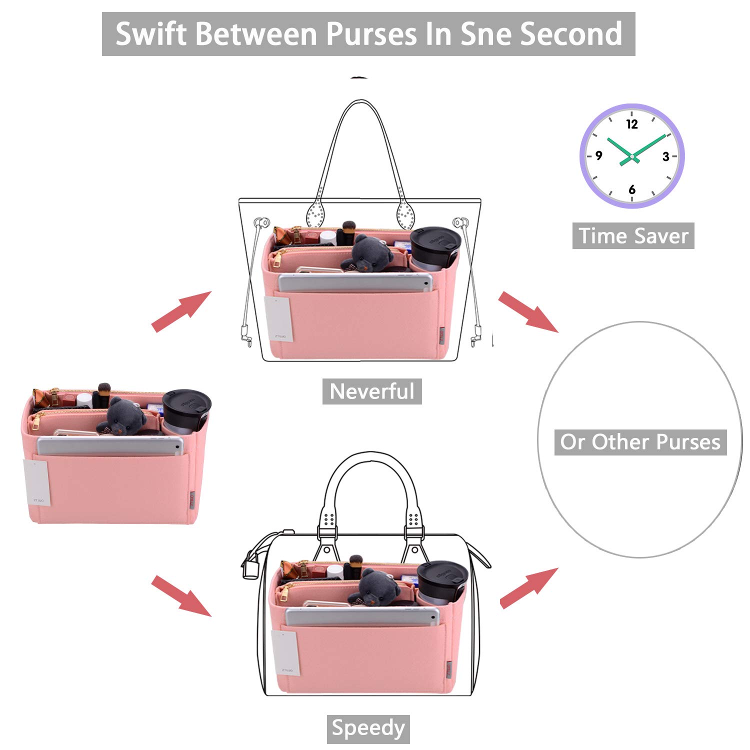Organizador de bolsos, organizador de fieltro para bolso LV Speedy, Neverfull, elegante, Neverfull, Neverfull, Tote, Bolso, Shaper