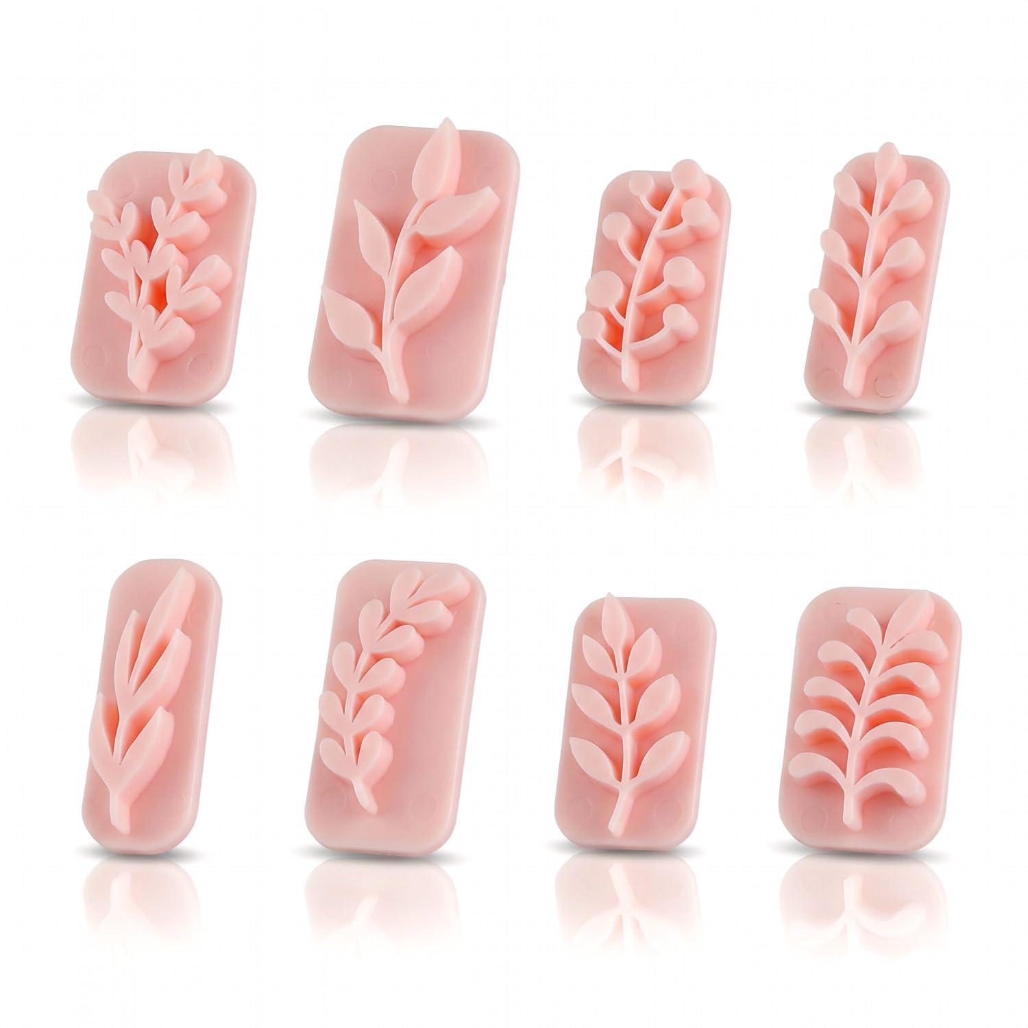 Wellrun 8Pcs Leaves Clay Stamps,Polymer Clay Texture Molds,Mini Leaf Shape Cutters,Plant Impress Tools for DIY Jewellery Earring Necklace Brooch Making