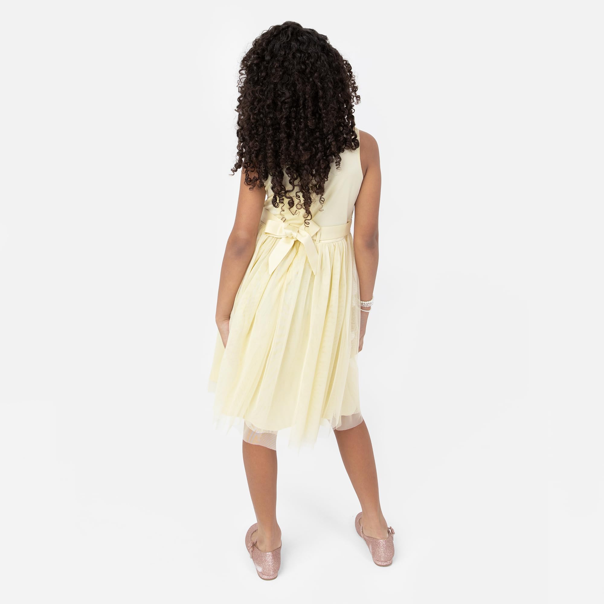 Maya Deluxe Mädchen Midi Dress for Girls Sequins Embellished Party Tutu Bridesmaids Wedding with Belt Bow Kleid – Bild 5
