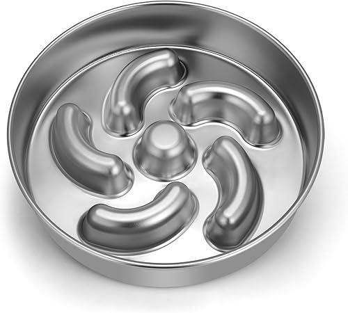 Stainless steel slow-feeder dog bowl