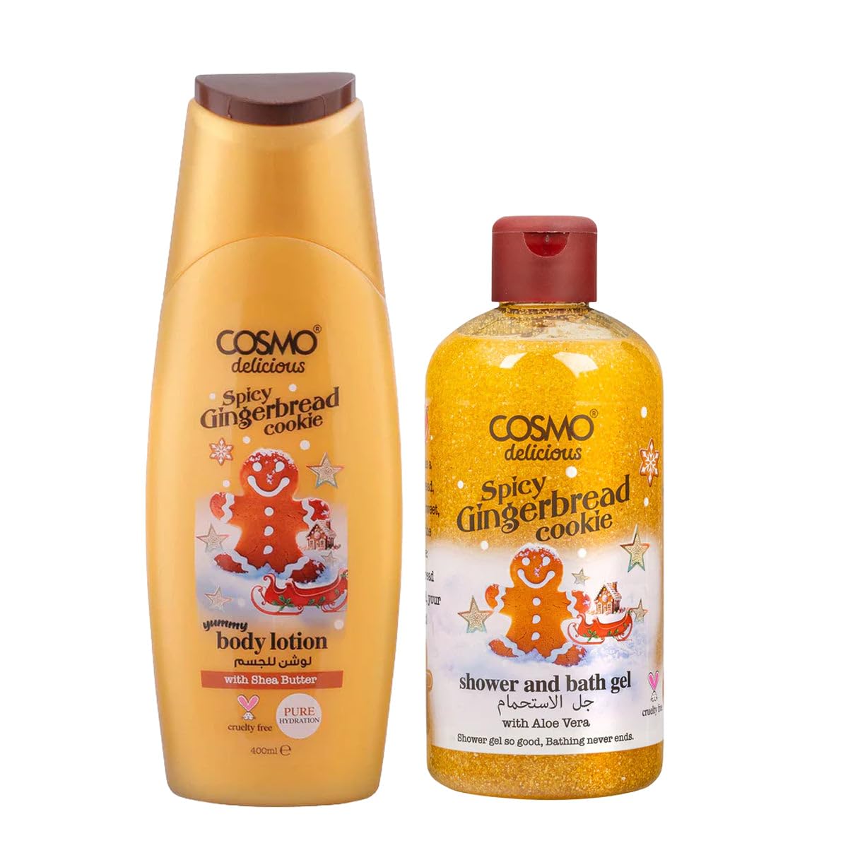 Cosmo Delicious Spicy Gingerbread Cookie Bath & Body Care Combo | Shower & Bath Gel 500ml & Yummy Body Lotion 400ml | Aloe Vera & Shea Butter | Pure Hydration & Warm Holiday Scent | For Men & Women-image-26