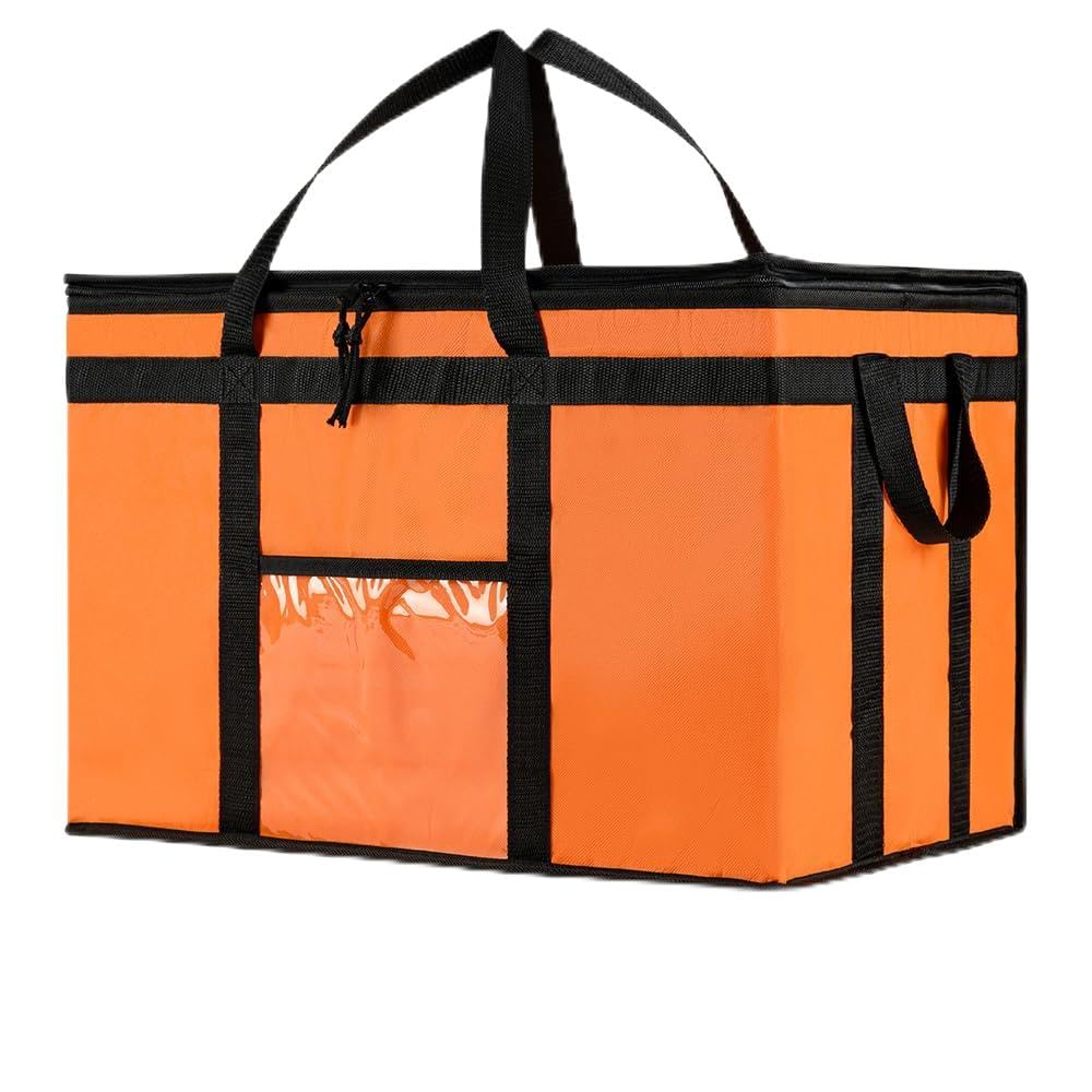 NZ home Borsa per la consegna di cibo, isolata riutilizzabile, ideale per ristoranti, catering, trasporto di generi alimentari, doppia cerniera (1 confezione, arancione)