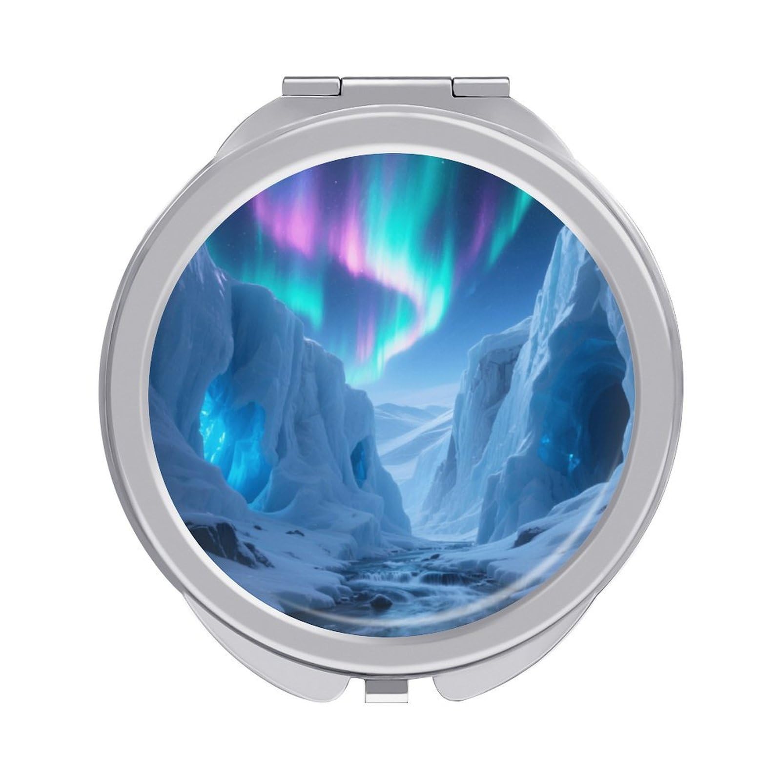 Fekiloot Style Glacier Canyon Travel Makeup Mirror Handheld Compact Mirror Portable Pocket Mirror Double-Sided 1X/2X Magnifying For Handbag And Purses