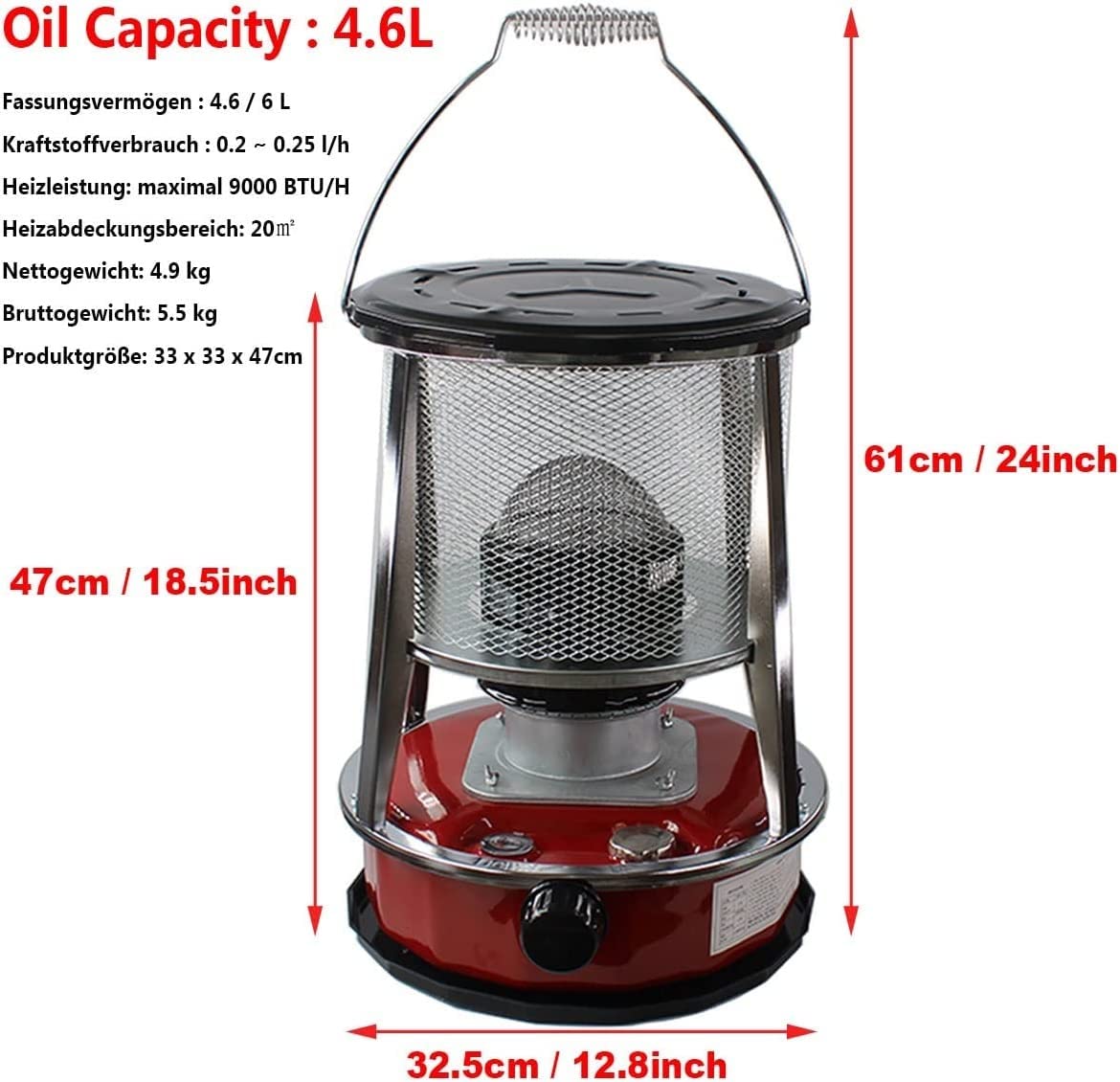 Chauffage Pétrole, Poêle Pétrole D'intérieur Portable, Extincteur Automatique Et Chauffage Radiant Protection Contre Les Chutes, pour Le Camping en Terrasse B